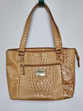 Marc Fisher | Tan Croc Embossed Tote | Large Structured Shoulder Bag | Office